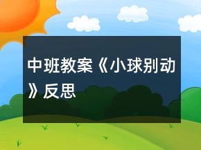 中班教案《小球別動》反思