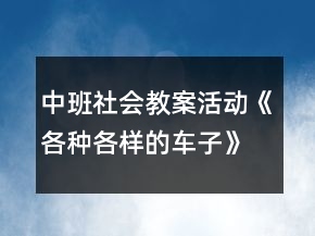 中班社會教案活動《各種各樣的車子》反思