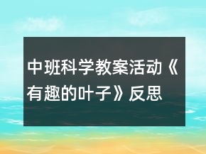中班科學(xué)教案活動(dòng)《有趣的葉子》反思