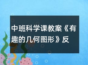 中班科學課教案《有趣的幾何圖形》反思