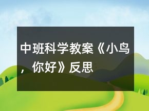 中班科學(xué)教案《小鳥，你好》反思