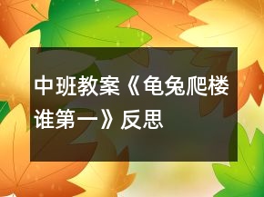 中班教案《龜兔爬樓誰第一》反思