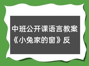 中班公開課語言教案《小兔家的窗》反思