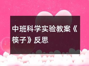 中班科學(xué)實(shí)驗(yàn)教案《筷子》反思