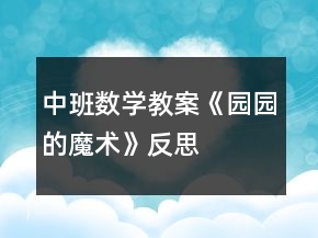 中班數(shù)學教案《園園的魔術》反思