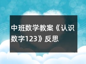 中班數(shù)學教案《認識數(shù)字1、2、3》反思