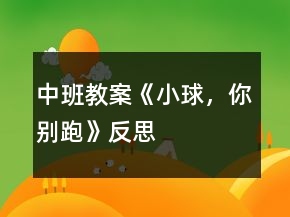 中班教案《小球，你別跑》反思