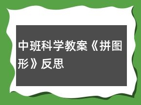 中班科學教案《拼圖形》反思