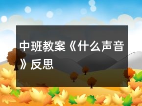 中班教案《什么聲音》反思
