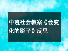 中班社會(huì)教案《會(huì)變化的影子》反思