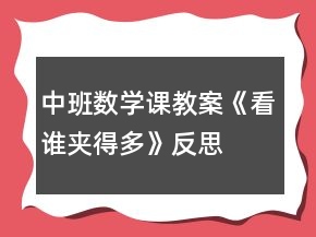 中班數(shù)學(xué)課教案《看誰(shuí)夾得多》反思