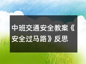 中班交通安全教案《安全過馬路》反思