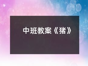 中班教案《豬》
