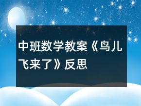 中班數(shù)學(xué)教案《鳥兒飛來了》反思