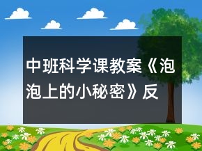 中班科學課教案《泡泡上的小秘密》反思
