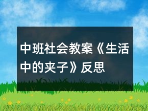 中班社會教案《生活中的夾子》反思