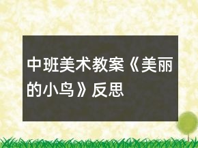 中班美術(shù)教案《美麗的小鳥》反思