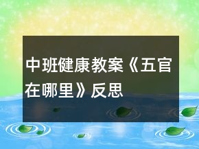 中班健康教案《五官在哪里》反思