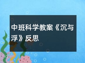 中班科學(xué)教案《沉與浮》反思