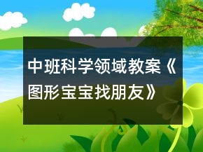 中班科學領域教案《圖形寶寶找朋友》反思
