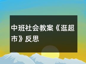 中班社會(huì)教案《逛超市》反思