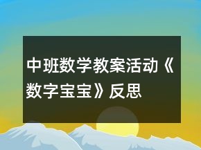 中班數(shù)學教案活動《數(shù)字寶寶》反思