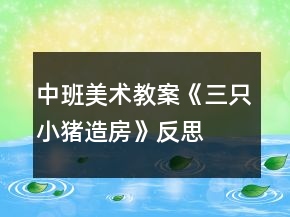 中班美術(shù)教案《三只小豬造房》反思