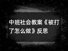 中班社會教案《被打了怎么做》反思
