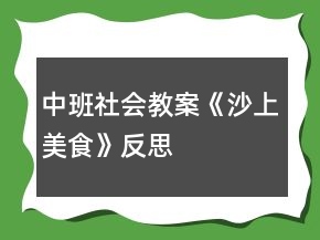 中班社會(huì)教案《沙上美食》反思