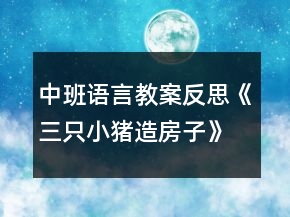 中班語(yǔ)言教案反思《三只小豬造房子》
