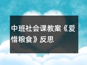 中班社會(huì)課教案《愛(ài)惜糧食》反思