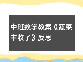 中班數學教案《蔬菜豐收了》反思