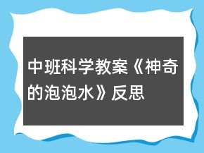 中班科學(xué)教案《神奇的泡泡水》反思