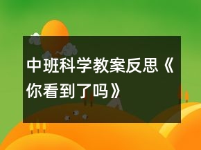 中班科學教案反思《你看到了嗎》