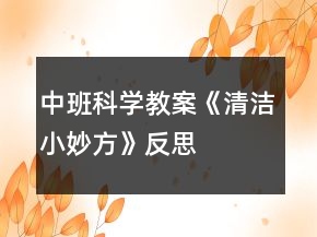 中班科學教案《清潔小妙方》反思