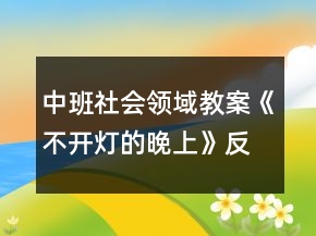 中班社會(huì)領(lǐng)域教案《不開(kāi)燈的晚上》反思