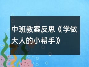 中班教案反思《學(xué)做大人的小幫手》