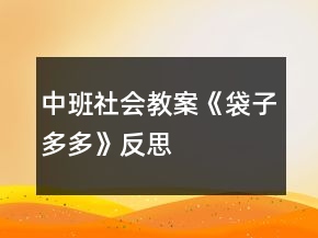 中班社會教案《袋子多多》反思