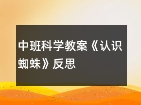 中班科學(xué)教案《認(rèn)識(shí)蜘蛛》反思