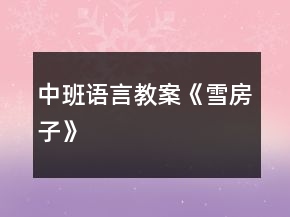 中班語言教案《雪房子》