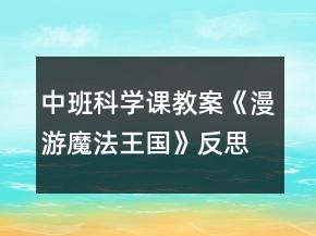 中班科學(xué)課教案《漫游魔法王國》反思