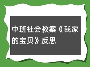 中班社會(huì)教案《我家的寶貝》反思