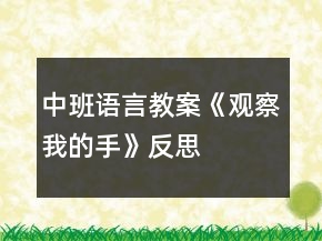 中班語(yǔ)言教案《觀察我的手》反思