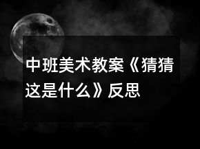 中班美術(shù)教案《猜猜這是什么》反思