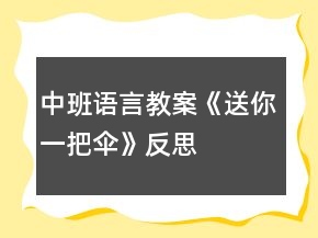中班語(yǔ)言教案《送你一把傘》反思