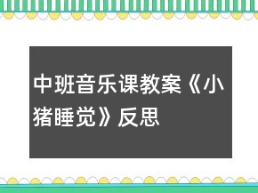 中班音樂(lè)課教案《小豬睡覺(jué)》反思