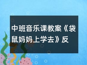 中班音樂課教案《袋鼠媽媽上學去》反思