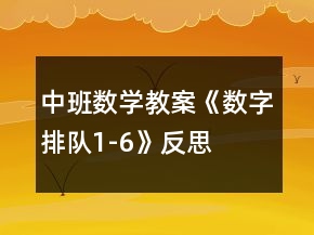 中班數學教案《數字排隊1-6》反思