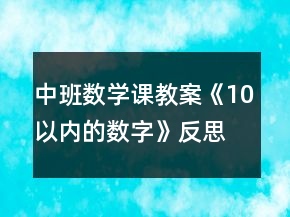 中班數學課教案《10以內的數字》反思