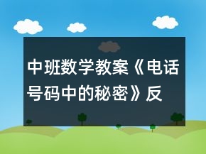 中班數(shù)學(xué)教案《電話號(hào)碼中的秘密》反思